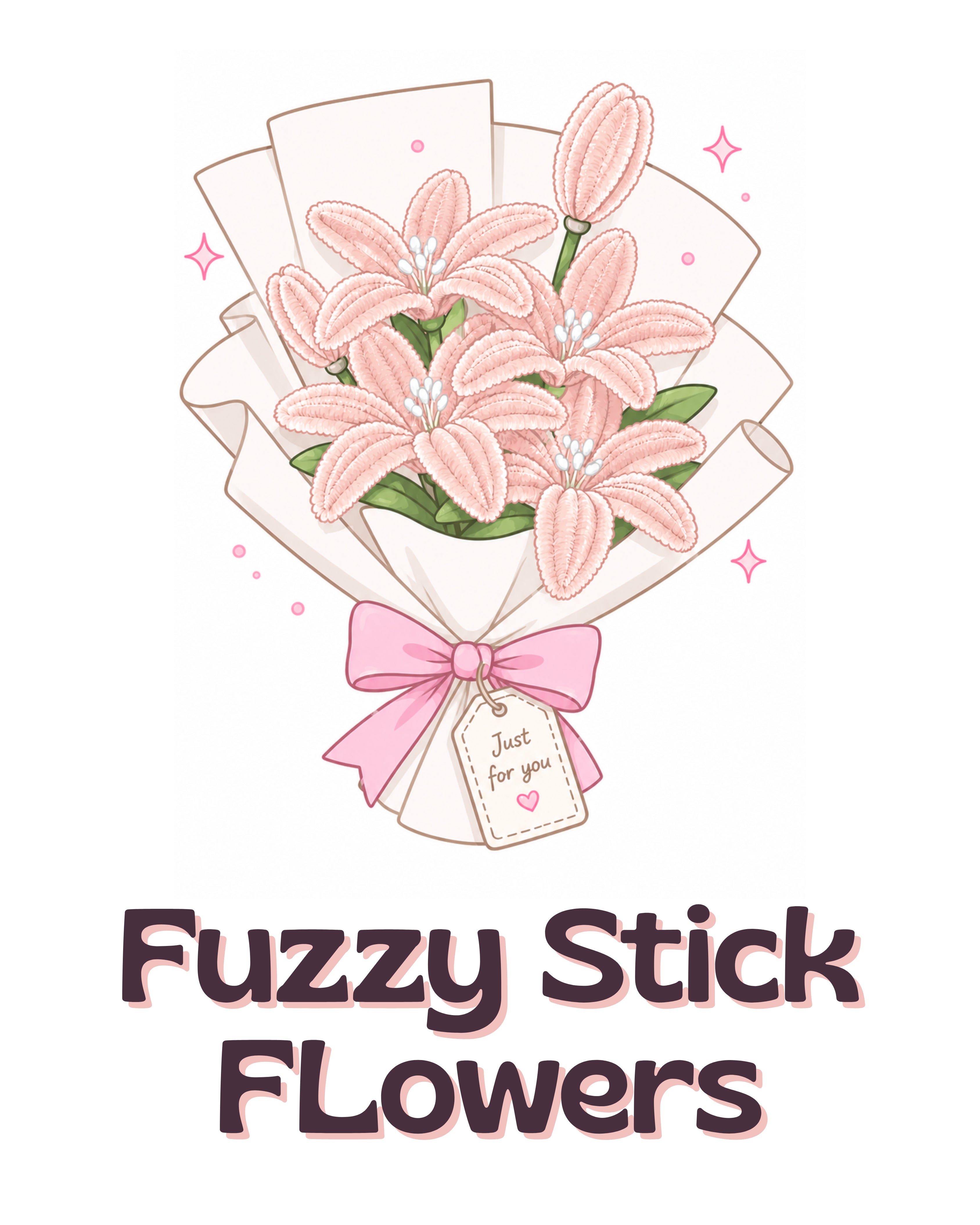 Fuzzy stick flowers bouquet gift for loved ones