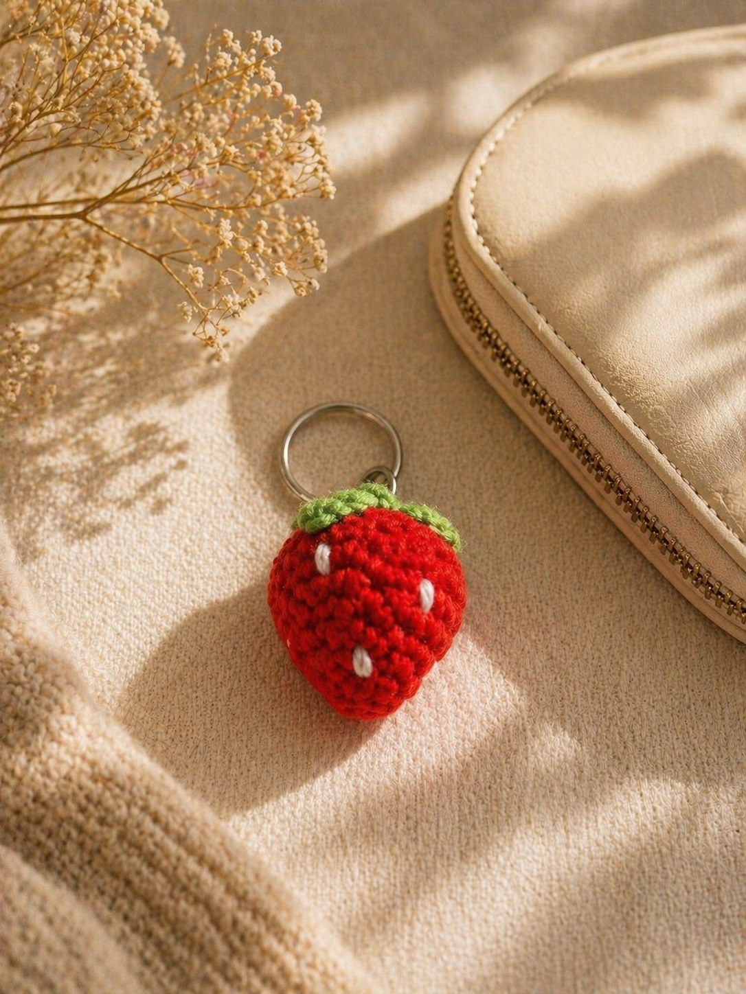 handmade crochet strawberry keychain gift India