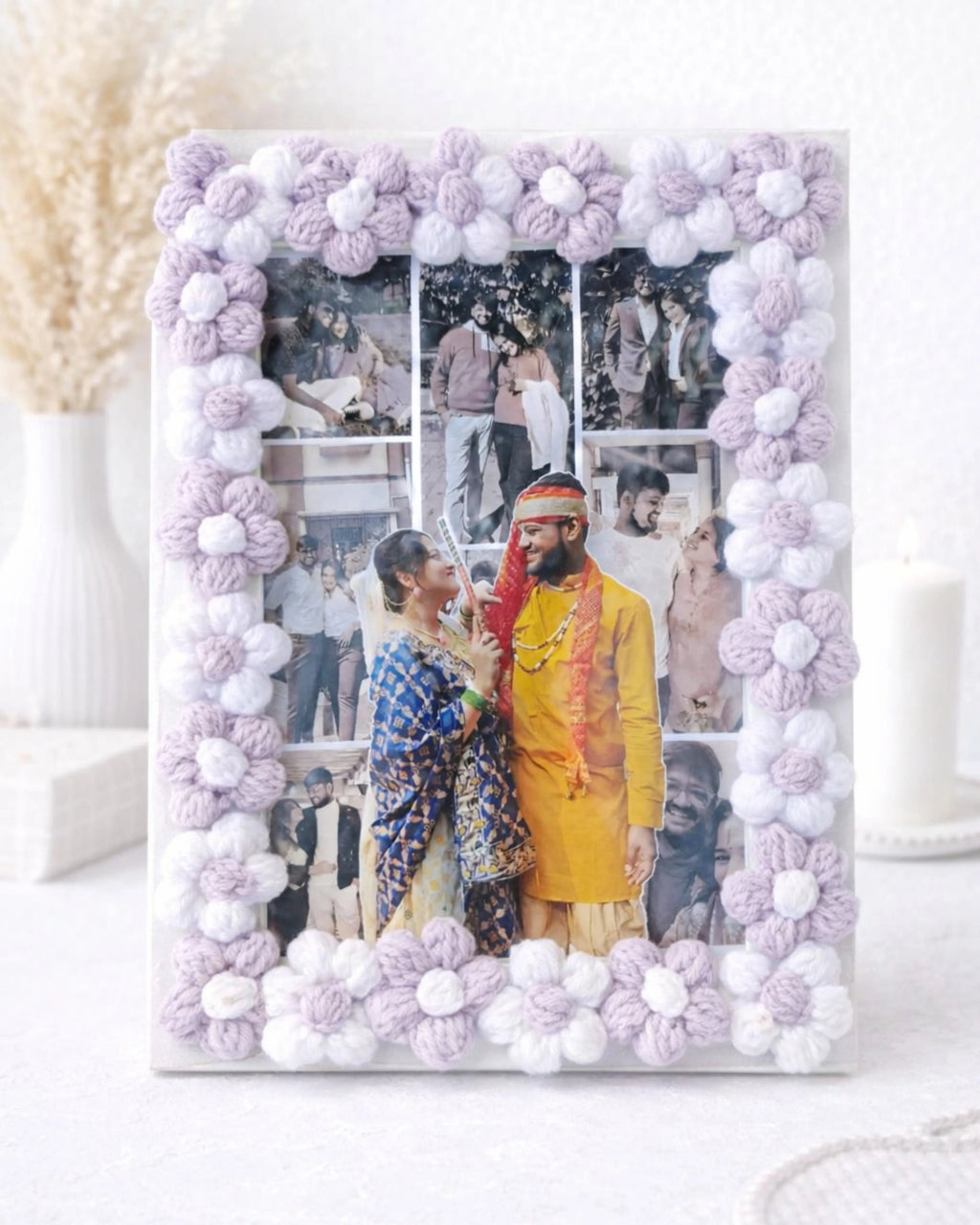 personalised crochet cutout photo frame handmade gift India
