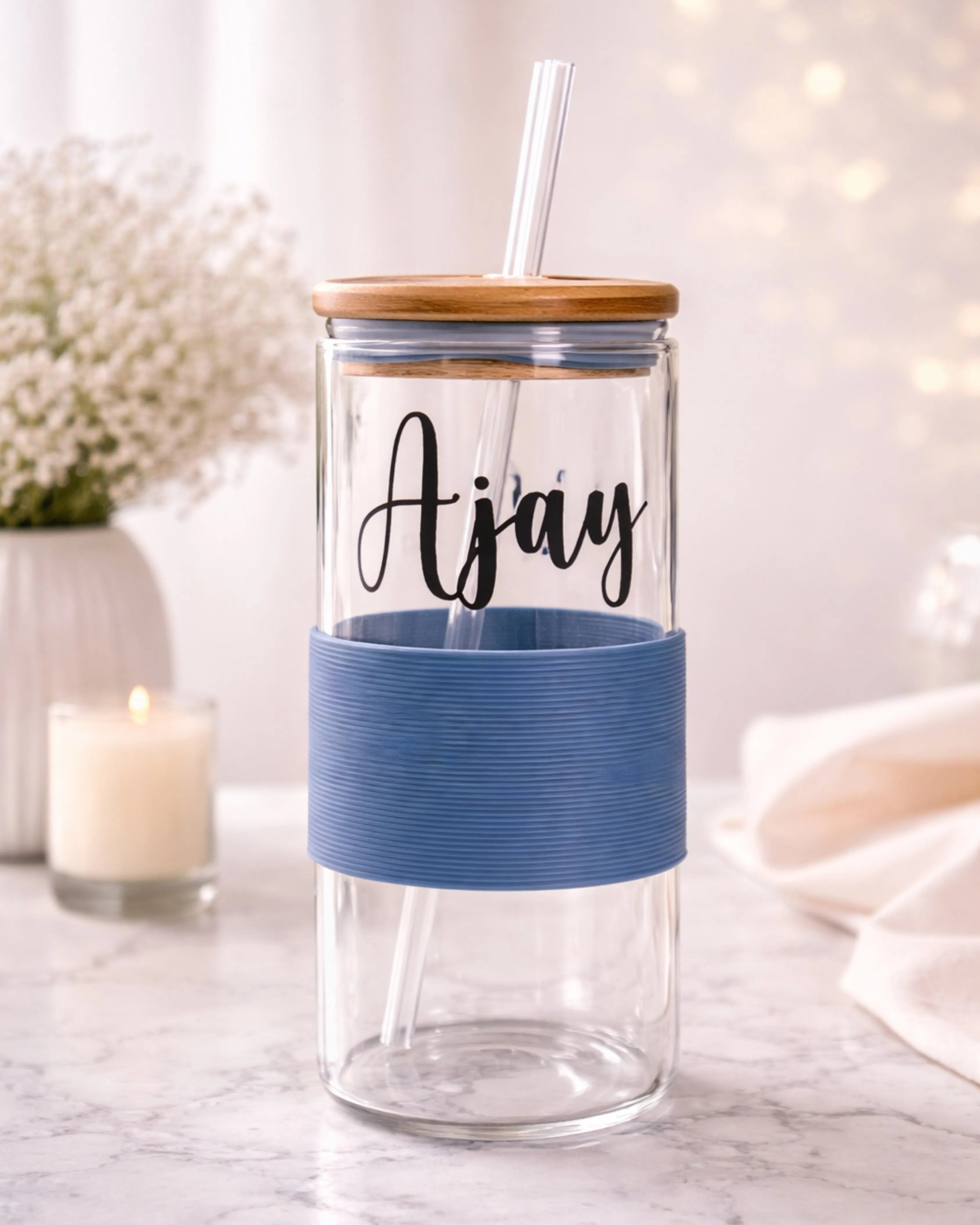 personalised glass tumbler custom name gift India