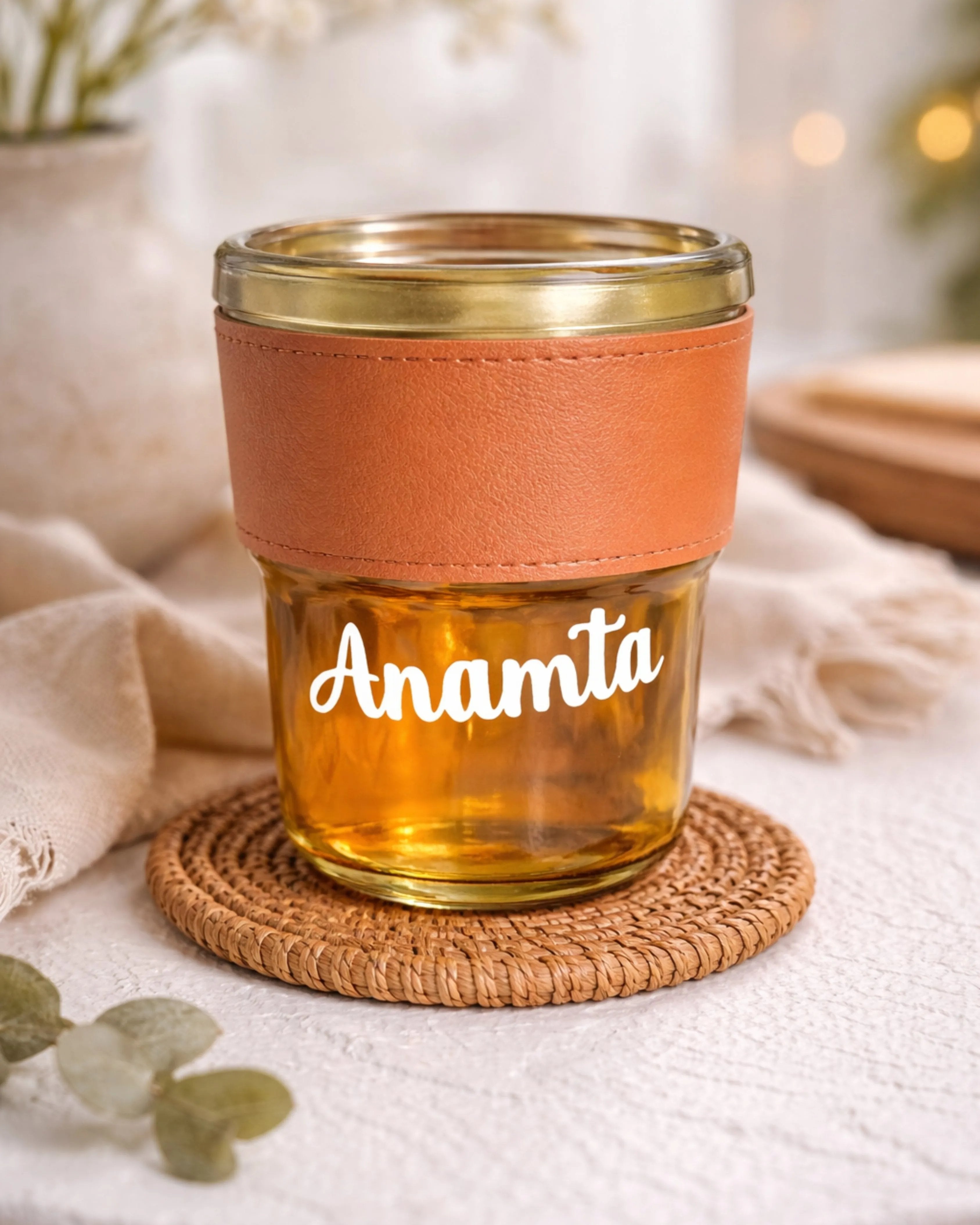 personalised leather tumbler custom name gift India