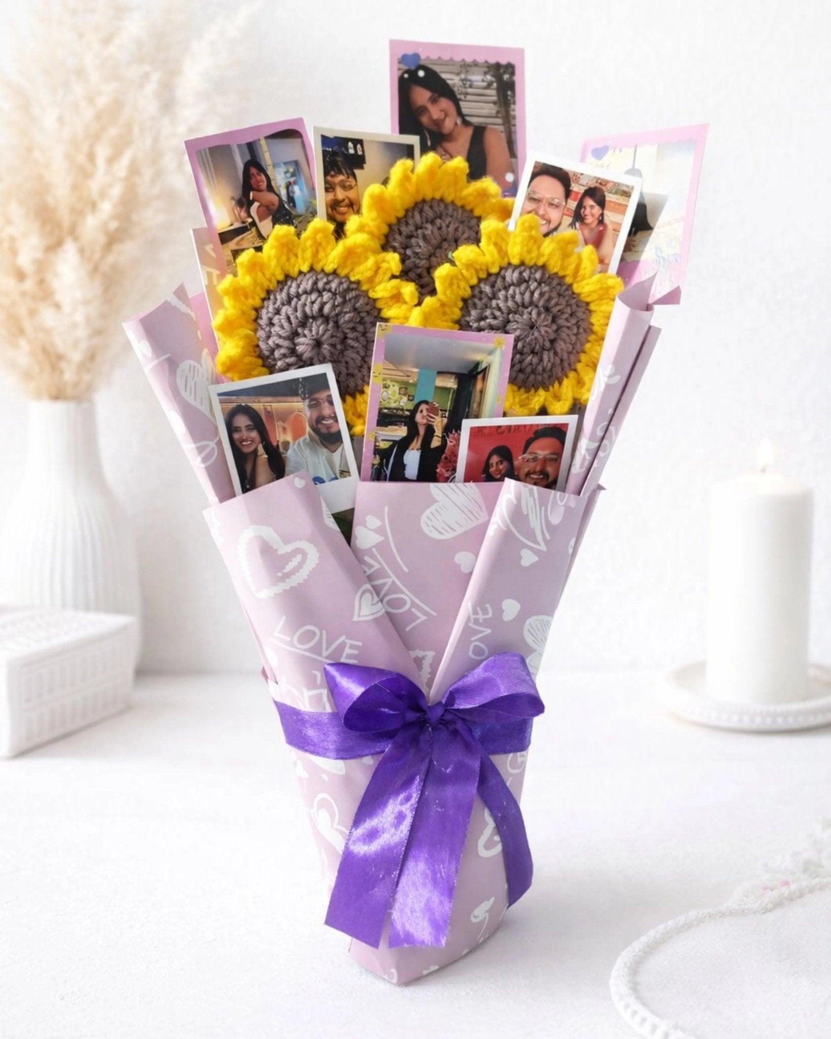 Polaroid Crochet Sunflower Bouquet - Loveables